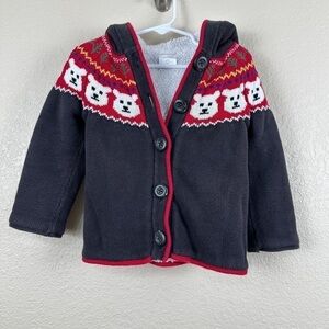 Hanna Andersson Polar Bear Fair Isle Long Sleeve Sweater Jacket Size 2/85